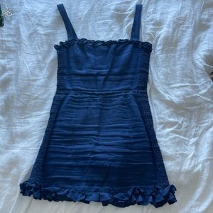 Reformation Navy Linen Dress Size 6